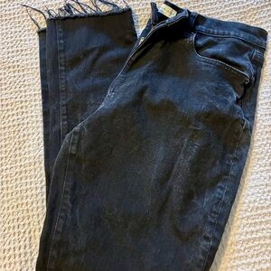 Women's Cropped Black Jeans with distressing